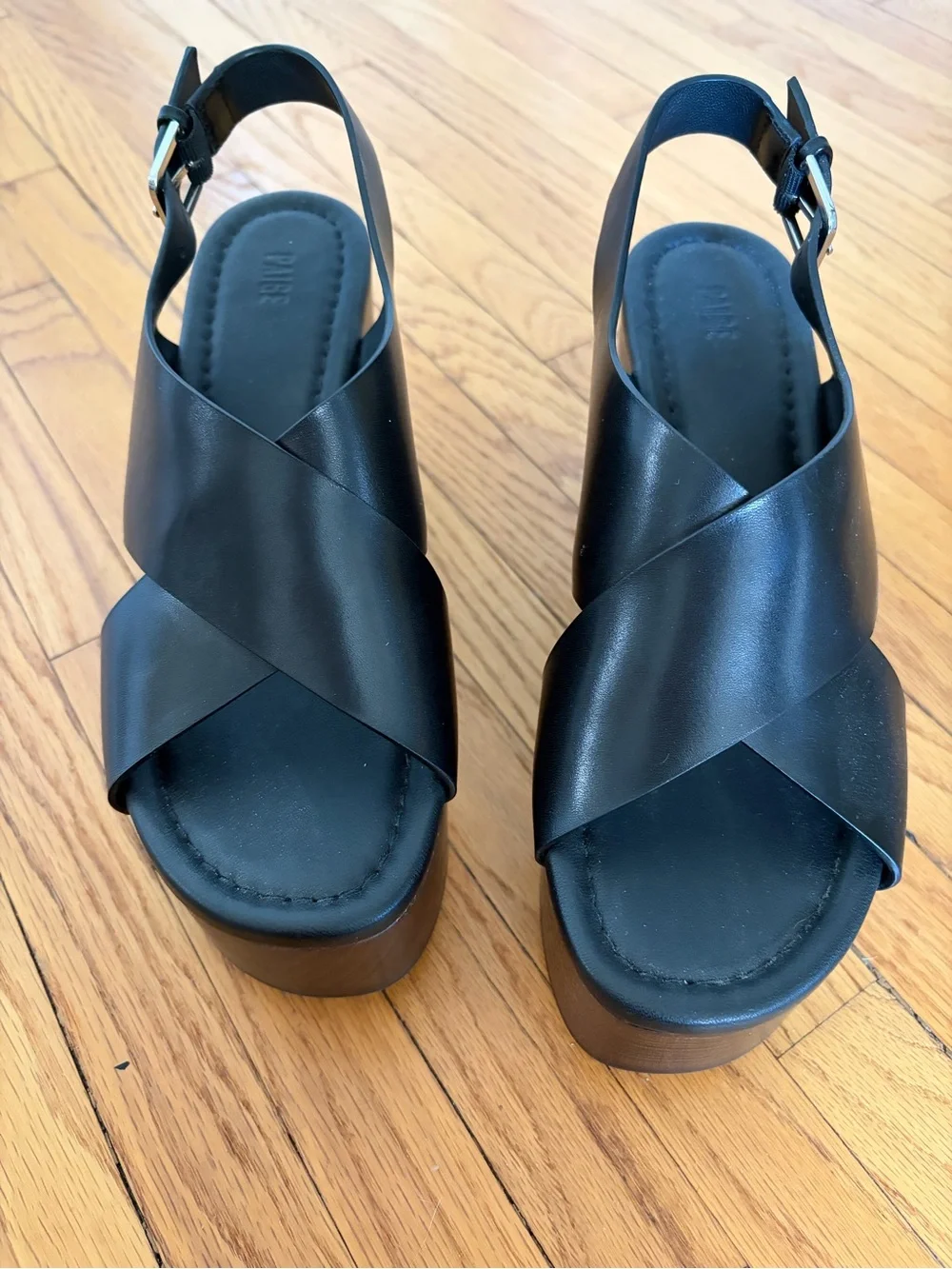 Black Leather Paige Platform Sandals